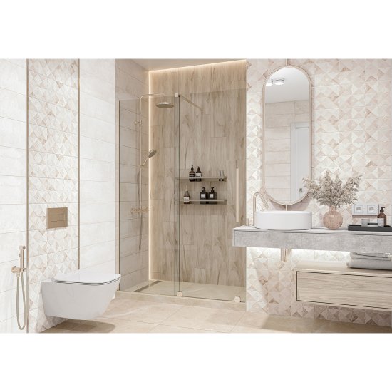 Плитка облицовочная Alma Ceramica Mars бежевая геометрия 600x200x7,5 мм (16 шт.=1,92 кв.м)