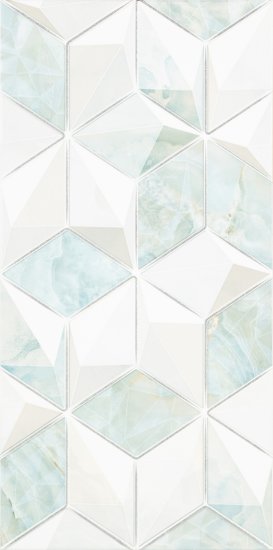Плитка декор Alma Ceramica Nevada голубая геометрия 01 500x249x7,5 мм