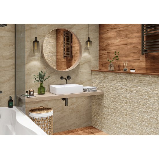 Плитка облицовочная Alma Ceramica Rocko серая 01 600x200x7,5 мм (16 шт.=1,92 кв.м)