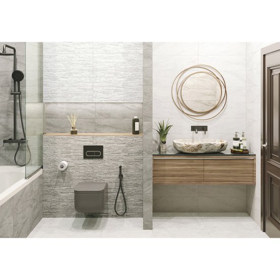 Плитка облицовочная Alma Ceramica Rocko белая 01 600x200x7,5 мм (16 шт.=1,92 кв.м)