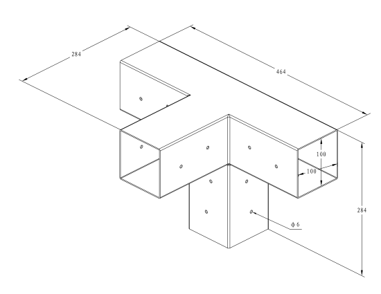 Коннектор бруса 4 гнезда 100x100 мм