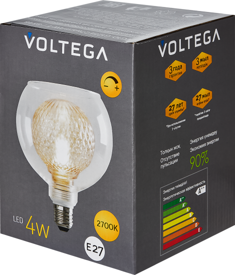 Лампа светодиодная Voltega 8546 E27 220-240 В 4 Вт фигурная 440 лм теплый белый свет