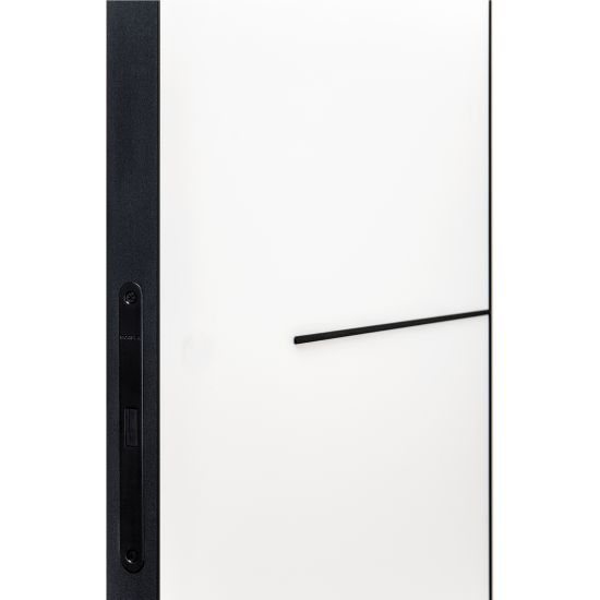 Дверь межкомнатная глухая с замком и петлями в комплекте Борно 55 90x200 см ПЭТ цвет белый