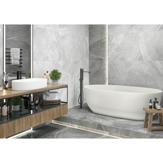 Керамогранит Delacora Rock светло-серый карвинг 1200x600x9,5 мм (2 шт.=1,44 кв.м)