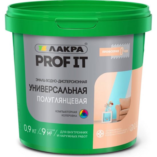 Универсальная водно-дисперсионная эмаль ЛАКРА PROF IT