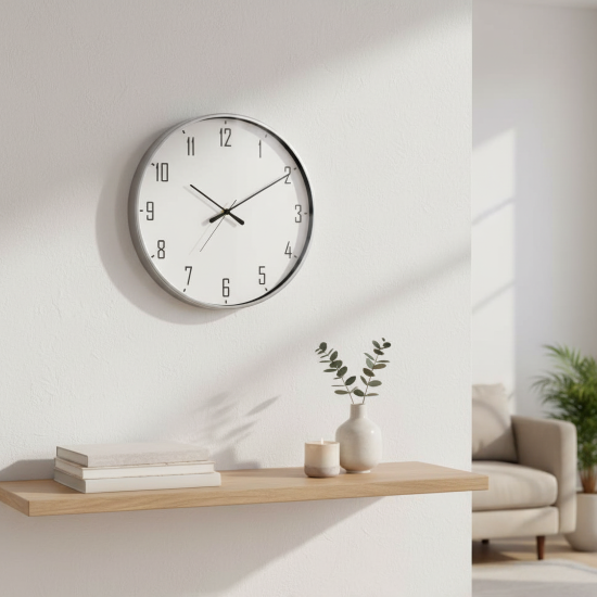 Часы настенные круглые металл цвет серебристый бесшумные ø34 см