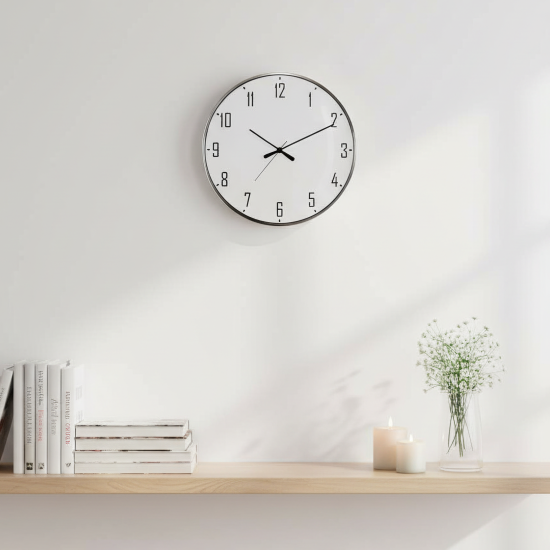 Часы настенные круглые металл цвет серебристый бесшумные ø34 см