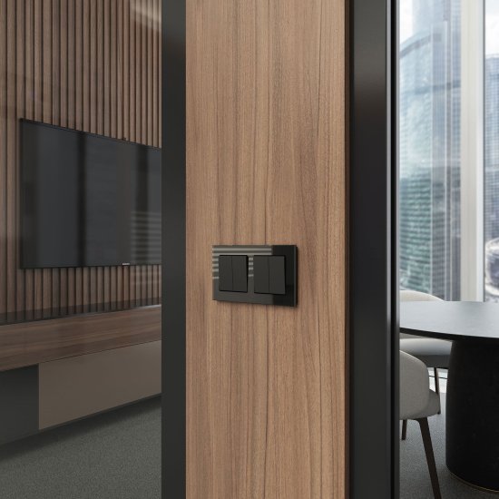 Выключатель перекрестный встраиваемый Werkel 2 клавиши цвет черный