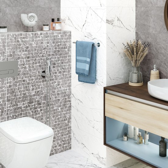 Плитка облицовочная Alma Ceramica Laurent серая мозаика 740x246x9 мм (7 шт.=1,274 кв.м)