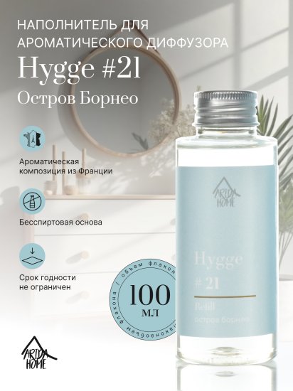 Наполнитель для ароматического диффузора Arida Home Hygge 21 Остров Борнео 100 мл