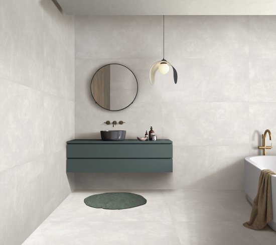 Глазурованный керамогранит Arcadia Ceramica Cement Bianco 60x120 см 1.44 м² матовый цвет светлый серо-бежевый