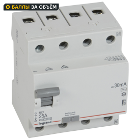 УЗО Legrand 402062 RX3 4P 25 А 30 мА 10 кА АС