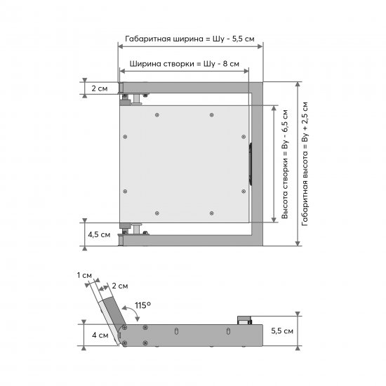 Люк ревизионный скрытый нажимной Эвент Форс сталь под плитку 60x60 см