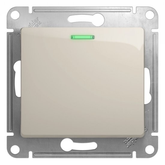 Выключатель Systeme Electric Glossa одноклавишный встраиваемый молочный с подсветкой (GSL000913)