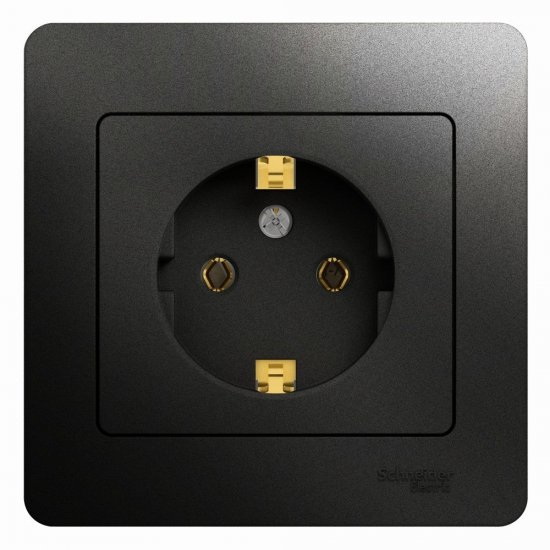 Розетка Systeme Electric Glossa встраиваемая антрацит (GSL000742)
