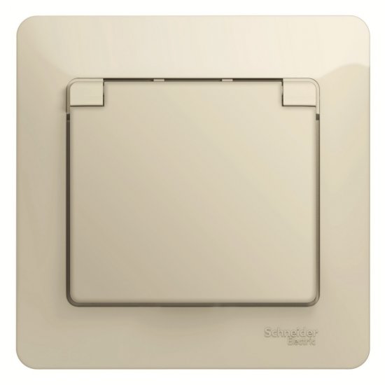 Розетка Systeme Electric Glossa встраиваемая бежевая со шторками с крышкой (GSL000246)