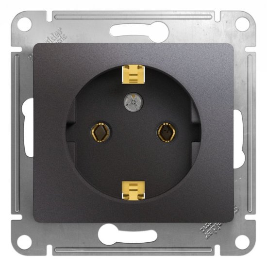 Розетка Systeme Electric Glossa встраиваемая графит (GSL001343)