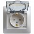 Розетка Systeme Electric Glossa встраиваемая перламутр со шторками с крышкой (GSL000648)