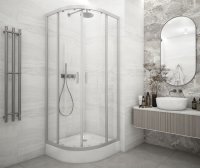 Душевая ширма Метакам Apart 1/4 круга 80x80x185см цвет профиля хром раздвижная стекло 4мм прозрачное