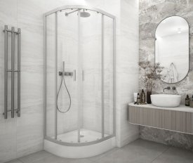 Душевая ширма Метакам Apart 1/4 круга 80x80x185см цвет профиля хром раздвижная стекло 4мм прозрачное
