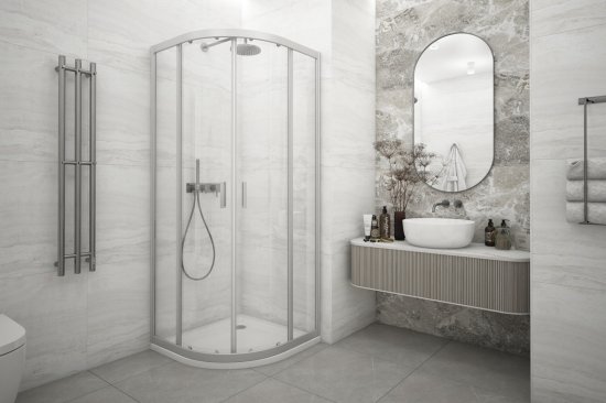 Душевая ширма Метакам Apart 1/4 круга 80x80x185см цвет профиля хром раздвижная стекло 4мм прозрачное