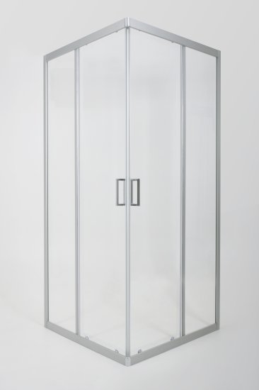 Душевая ширма Метакам квадратная 80x80x185см цвет профиля хром раздвижная стекло 4мм прозрачное
