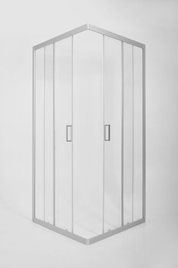 Душевая ширма Метакам квадратная 80x80x185см цвет профиля хром раздвижная стекло 4мм прозрачное