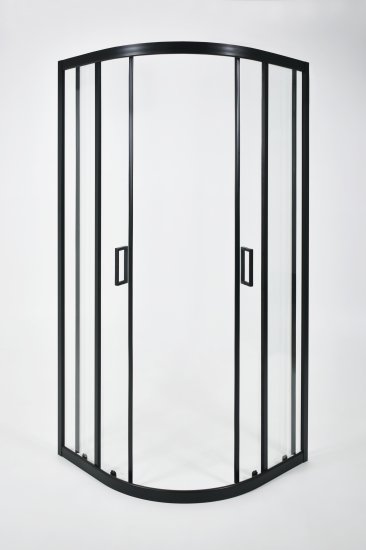 Душевая ширма Apart Black Метакам 1/4 круга 80x80x185см цвет профиля черный раздвижная стекло 4мм прозрачное