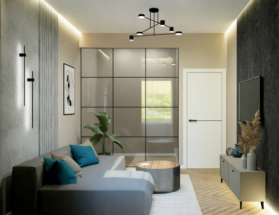 Тумба под телевизор Kub Моно 140x36x32 см ЛДСП цвет серый