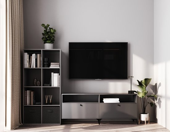 Тумба под телевизор Kub Моно 140x54x32 см ЛДСП цвет серый