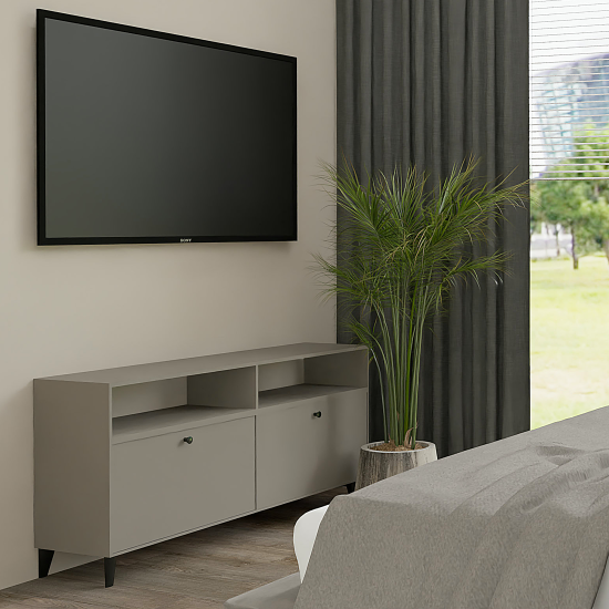 Тумба под телевизор Kub Моно 140x54x32 см ЛДСП цвет серый