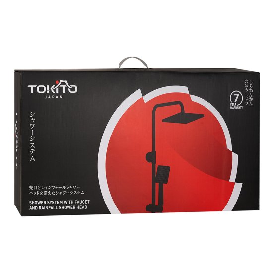 Душевая система Tokito Rain с верхним душем с лейкой со смесителем черная (TOK-RAI-1014BL)