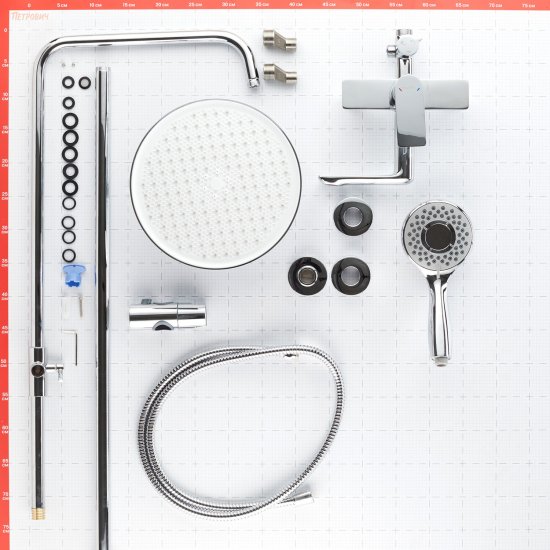 Душевая система Tokito Rain с верхним душем с лейкой со смесителем хром (TOK-RAI-1021)