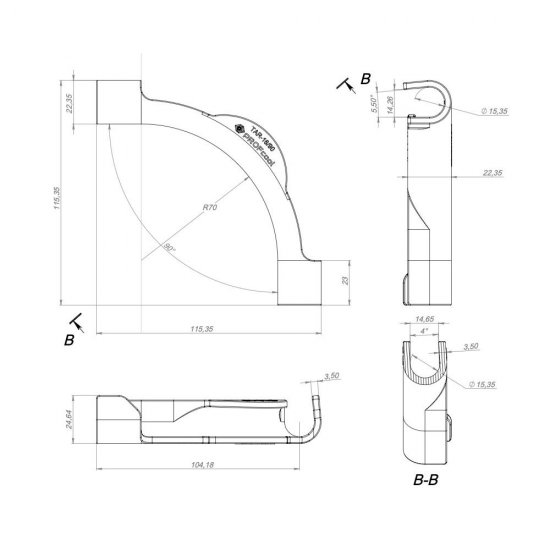 Фиксатор поворота угла Profcool Tar 90° для труб d16 мм пластиковый (20012200)