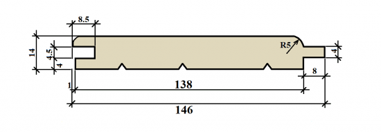 Вагонка штиль Оптима 14x146x3000 мм хвоя. 5 шт.