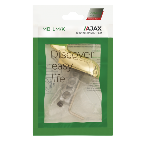 Крючок мебельный Ajax MB-LM/K-001 5x5.8x1 см цвет золотой