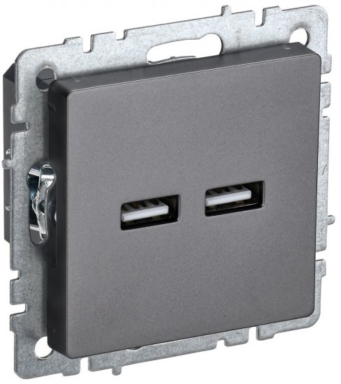 Розетка USB встраиваемая IEK Brite РЮ10-1-БрС цвет сталь