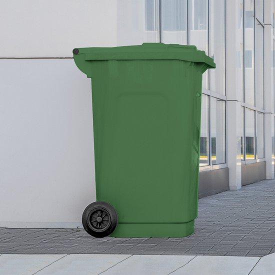 Бак мусорный Элластик-Пласт 240 л пластиковый с крышкой на колесах зеленый