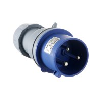 Вилка силовая прямая переносная Dekraft ВП-103 с заземлением 2P+PE 1 фаза 32 А 220 В IP44 синяя (26101DEK)