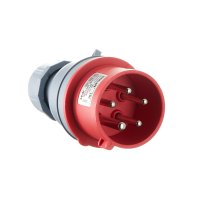 Вилка силовая прямая переносная Dekraft ВП-103 с заземлением 3P+N+PE 3 фазы 16 А 380 В IP44 красная (26104DEK)