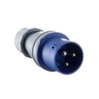 Вилка силовая прямая переносная Dekraft ВП-103 с заземлением 2P+PE 1 фаза 16 А 220 В IP44 синяя (26100DEK)