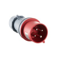 Вилка силовая прямая переносная Dekraft ВП-103 с заземлением 3P+PE 3 фазы 32 А 380 В IP44 красная (26103DEK)