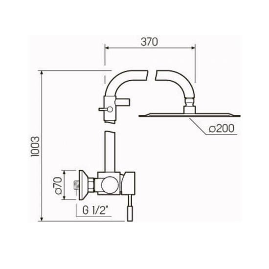 Душевая система РМС Sus с верхним душем со смесителем сталь (SUS124-003DK-3)