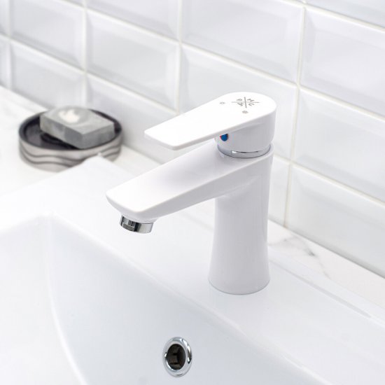 Смеситель для раковины РМС PL белый однорычажный (PL6-001F)