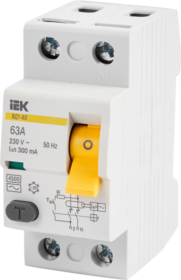 УЗО IEK ВД1-63 2Р 63 А 300 мА 4.5 кА AC