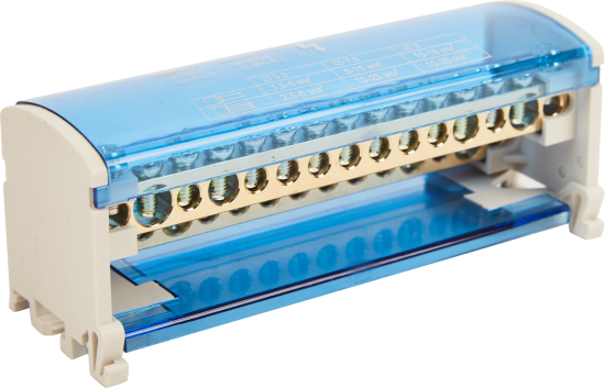 Шина нулевая на IEK DIN-рейку в корпусе 2x15 L+PEN