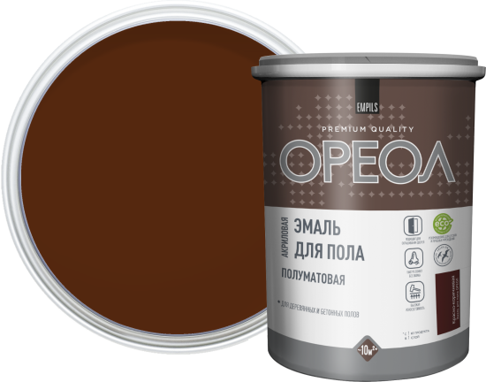 Эмаль акриловая для пола Ореол полуматовая цвет красно-коричневый 0.9 кг