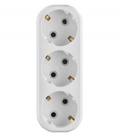 Разветвитель 3 розетки UNIVersal 16 А 230 В 3,5 кВт белый (А303)