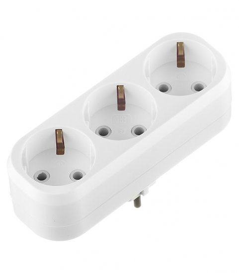 Разветвитель 3 розетки UNIVersal 16 А 230 В 3,5 кВт белый (А303)