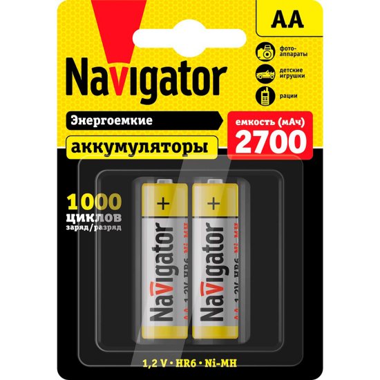 Аккумулятор Navigator AAA мизинчиковый LR03 1,2 В 1000 мАч (2 шт.)